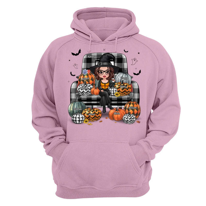 Buffalo Plaid Halloween Truck Pumpkin Doll Grandma Mom Witch Personalized Shirt
