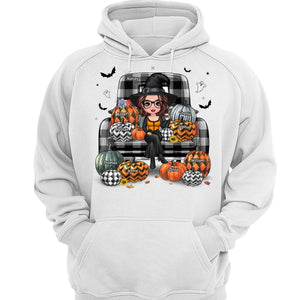 Buffalo Plaid Halloween Truck Pumpkin Doll Grandma Mom Witch Personalized Shirt