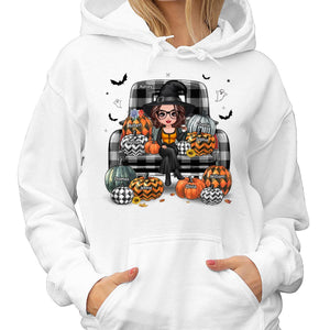 Buffalo Plaid Halloween Truck Pumpkin Doll Grandma Mom Witch Personalized Shirt