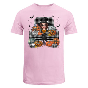Buffalo Plaid Halloween Truck Pumpkin Doll Grandma Mom Witch Personalized Shirt