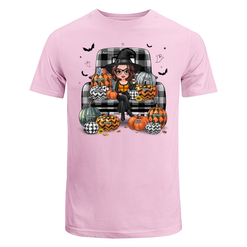 Buffalo Plaid Halloween Truck Pumpkin Doll Grandma Mom Witch Personalized Shirt