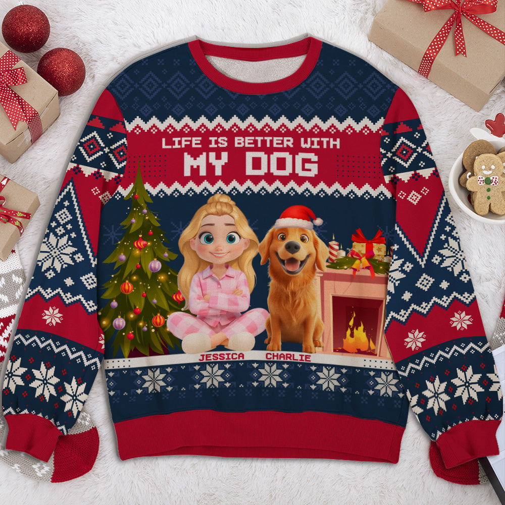 Christmas Is Better With My Dogs - Personalized All-Over-Print Sweatshirt