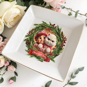 Cartoon Characters Of You And Your Pet, Funny Grumpy Face - Personalized Custom Jewelry Dish - CAT008_SCRD