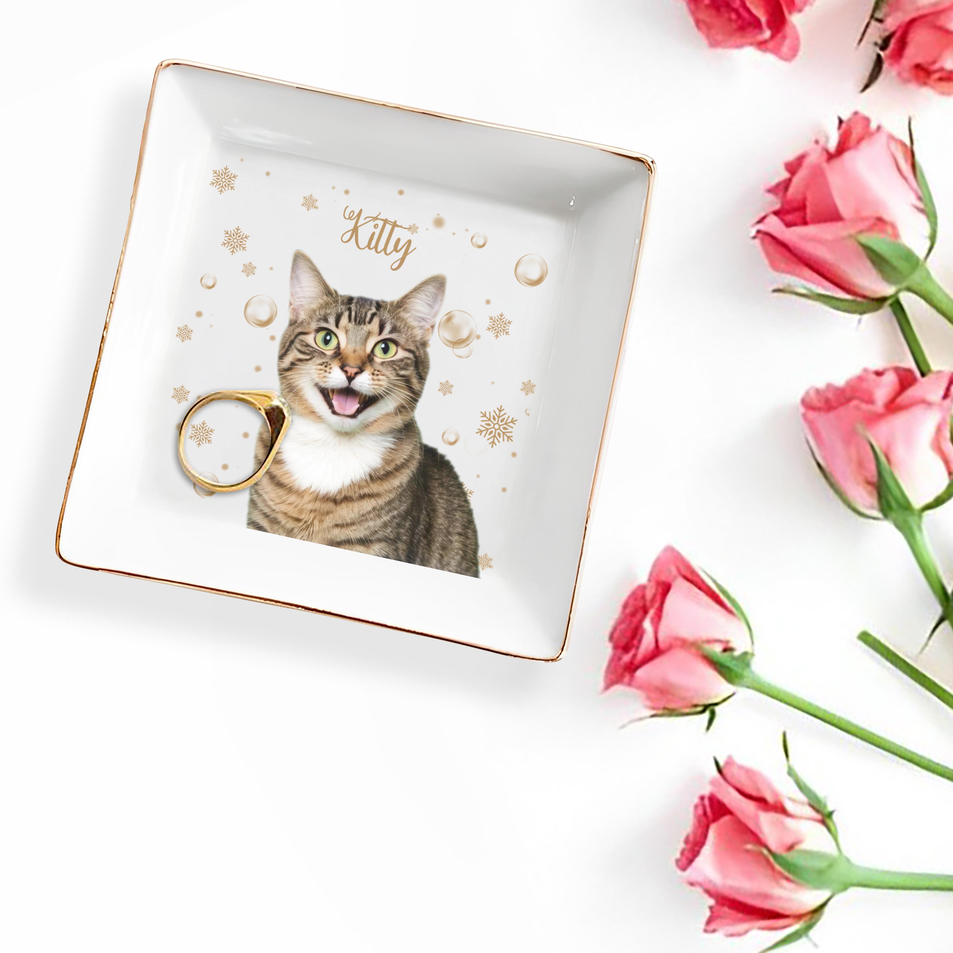 Charming Kitty Decorative Jewelry Dish - Personalized Custom Jewelry Dish - CAT009_SCRD