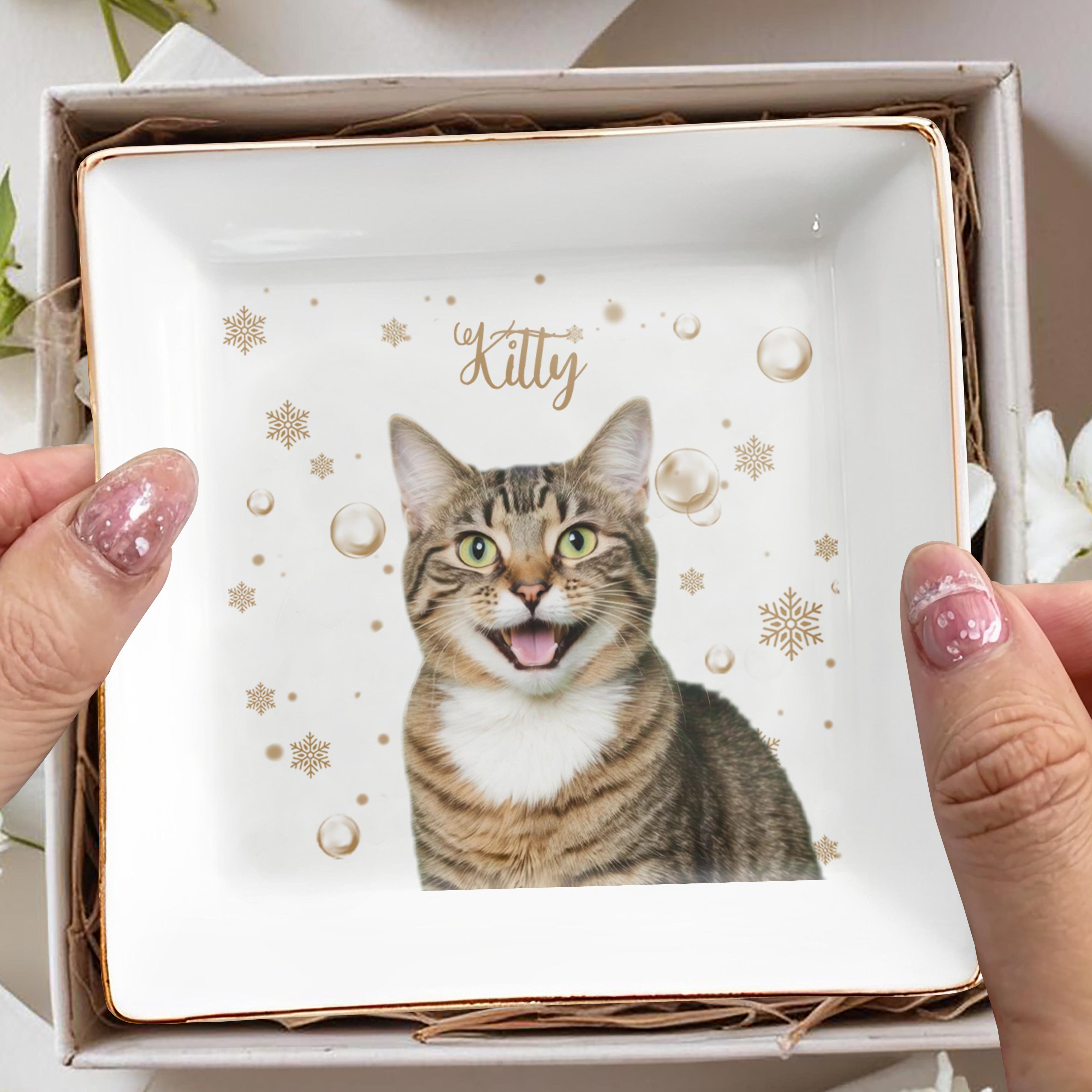 Charming Kitty Decorative Jewelry Dish - Personalized Custom Jewelry Dish - CAT009_SCRD
