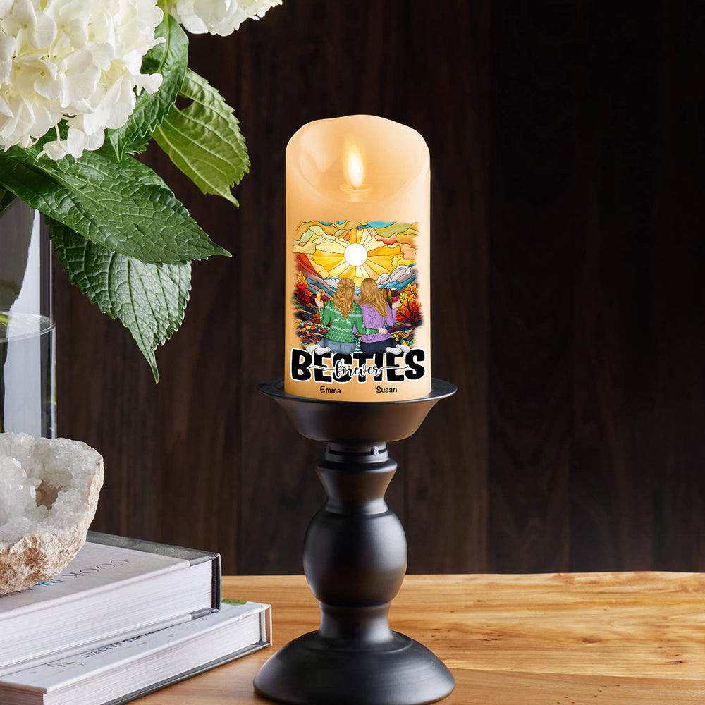 Besties Sitting Together - Personalized LED Candle