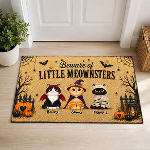 Spooky Halloween Beware of Little Cats Meownsters - Personalized Doormat - Halloween Gift For Cat Lovers, Halloween Decor