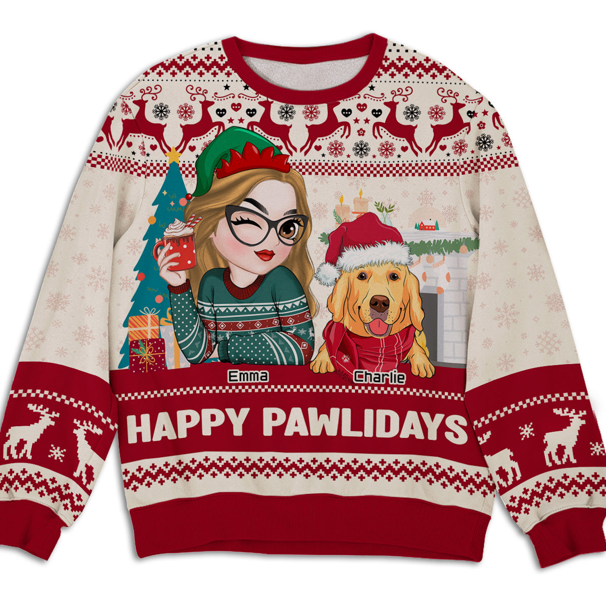Happy Pawlidays To You - Personalized All-Over-Print Sweatshirt
