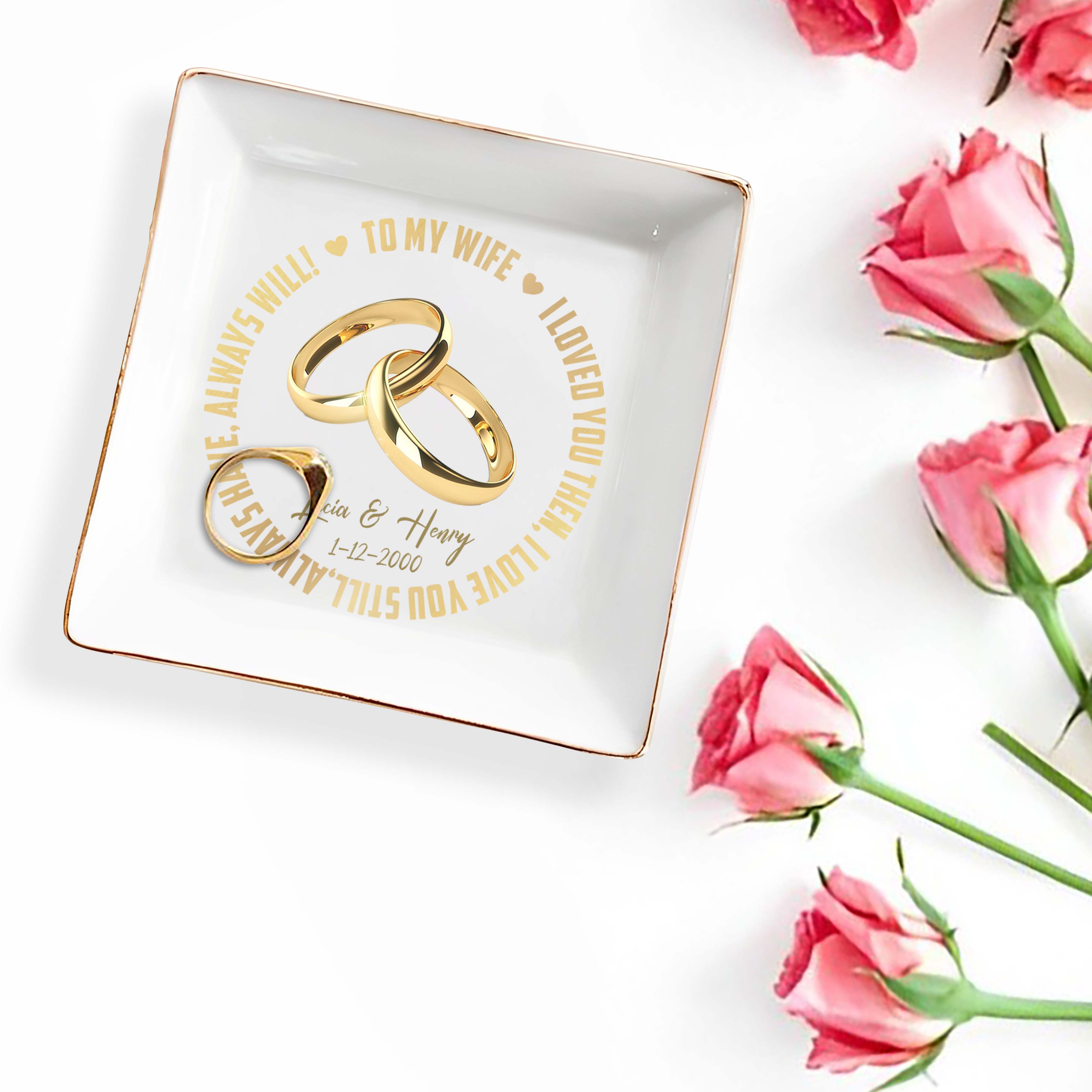 Loved You Then Love You Still Wedding Rings Heart Dish - Personalized Custom Jewelry Dish - CPL004_SCRD