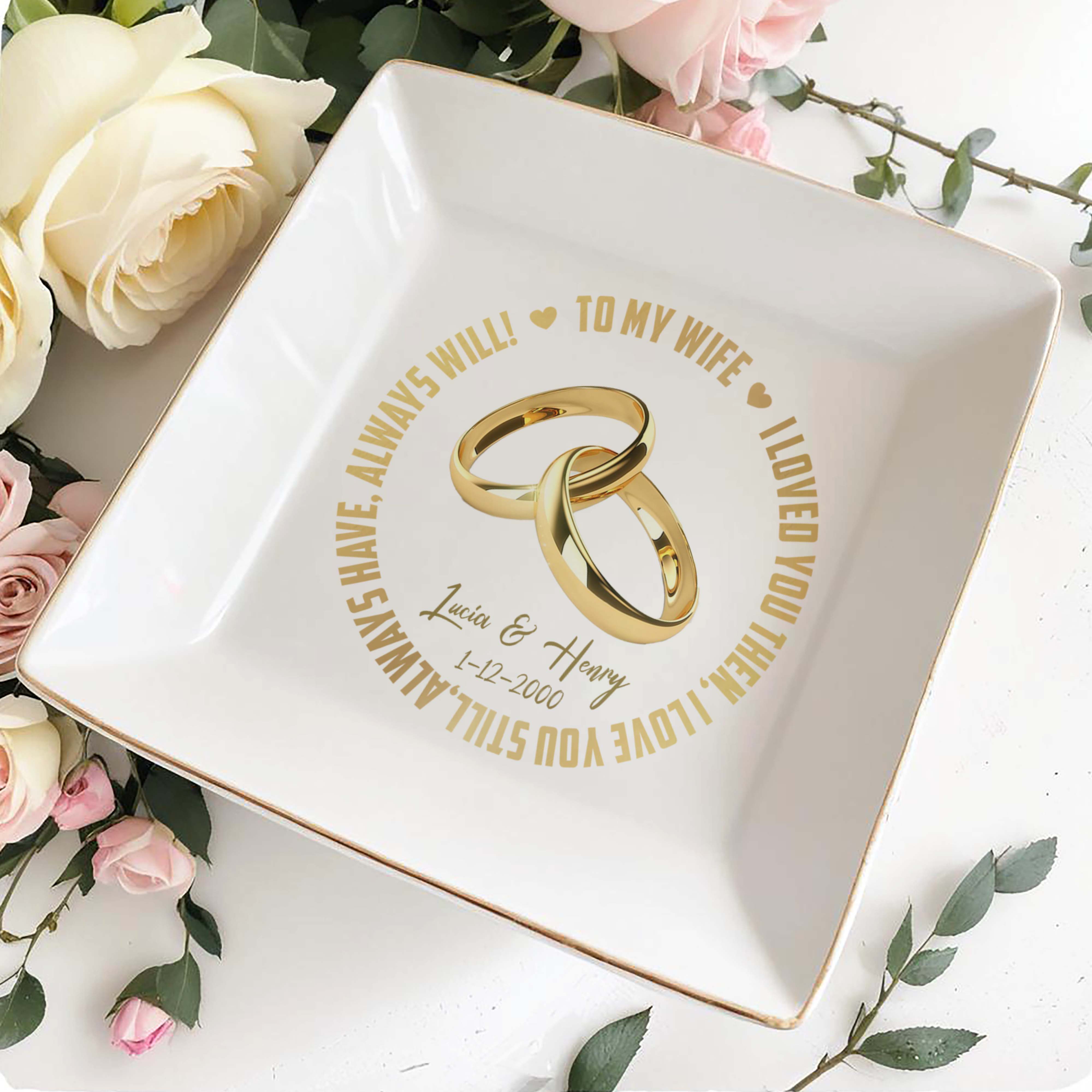 Loved You Then Love You Still Wedding Rings Heart Dish - Personalized Custom Jewelry Dish - CPL004_SCRD