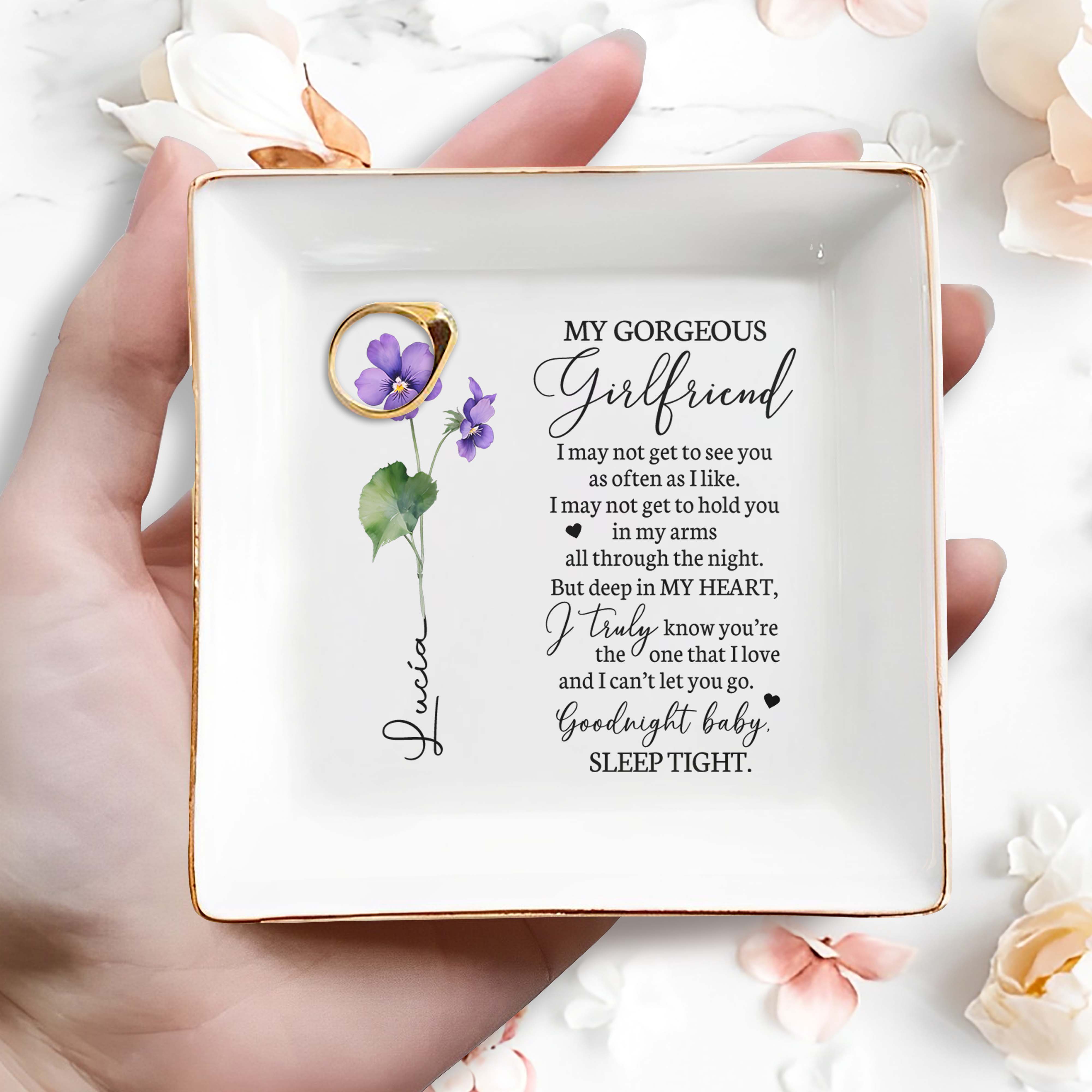 My Gorgeous Girlfriend, Deep In My Heart, I Can't Let You Go - Personalized Custom Jewelry Dish - CPL011_SCRD