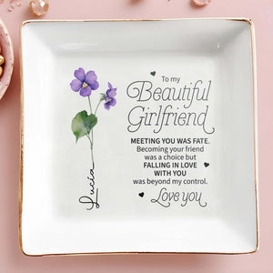 Meeting You Was Fate Love Quote With Flowers - Personalized Custom Jewelry Dish - CPL013_SCRD
