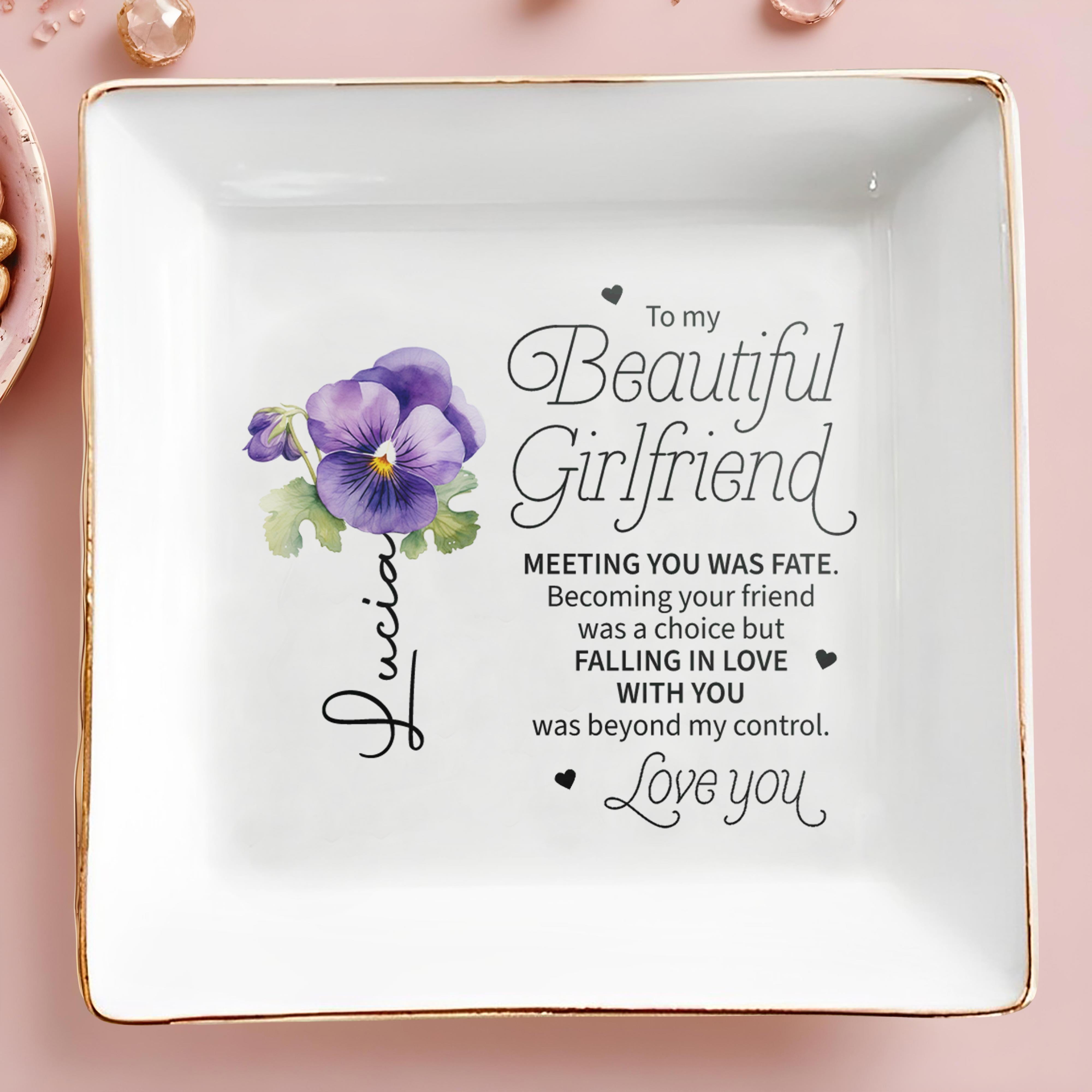 To My Beautiful Girlfriend Jewelry Dish - Personalized Custom Jewelry Dish - CPL014_SCRD