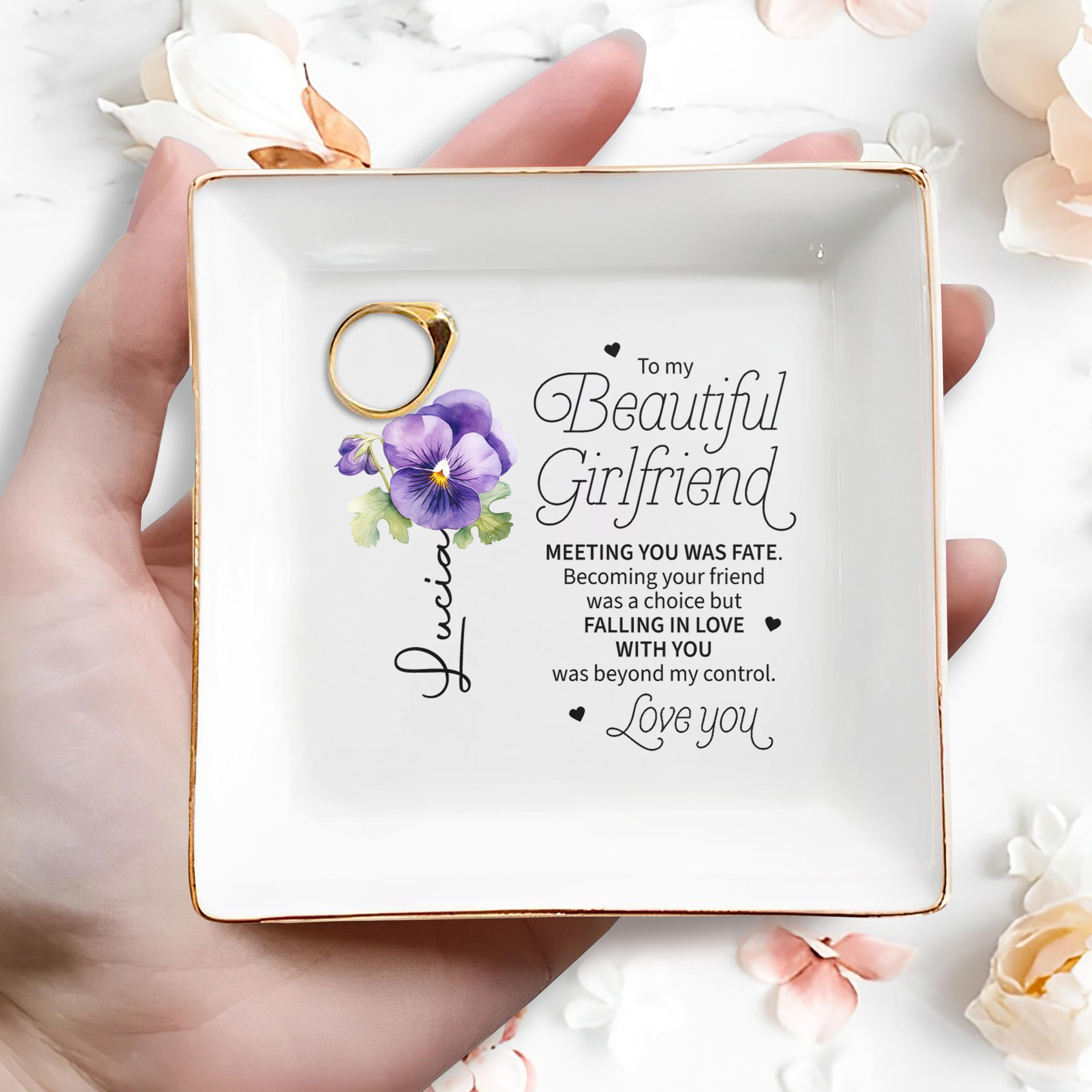 To My Beautiful Girlfriend Jewelry Dish - Personalized Custom Jewelry Dish - CPL014_SCRD
