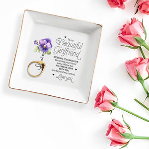 To My Beautiful Girlfriend Jewelry Dish - Personalized Custom Jewelry Dish - CPL014_SCRD