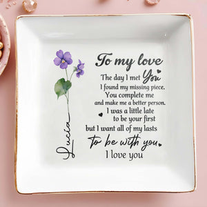 To My Love, I Found My Missing Piece Jewelry Dish - Personalized Custom Jewelry Dish - CPL021_SCRD