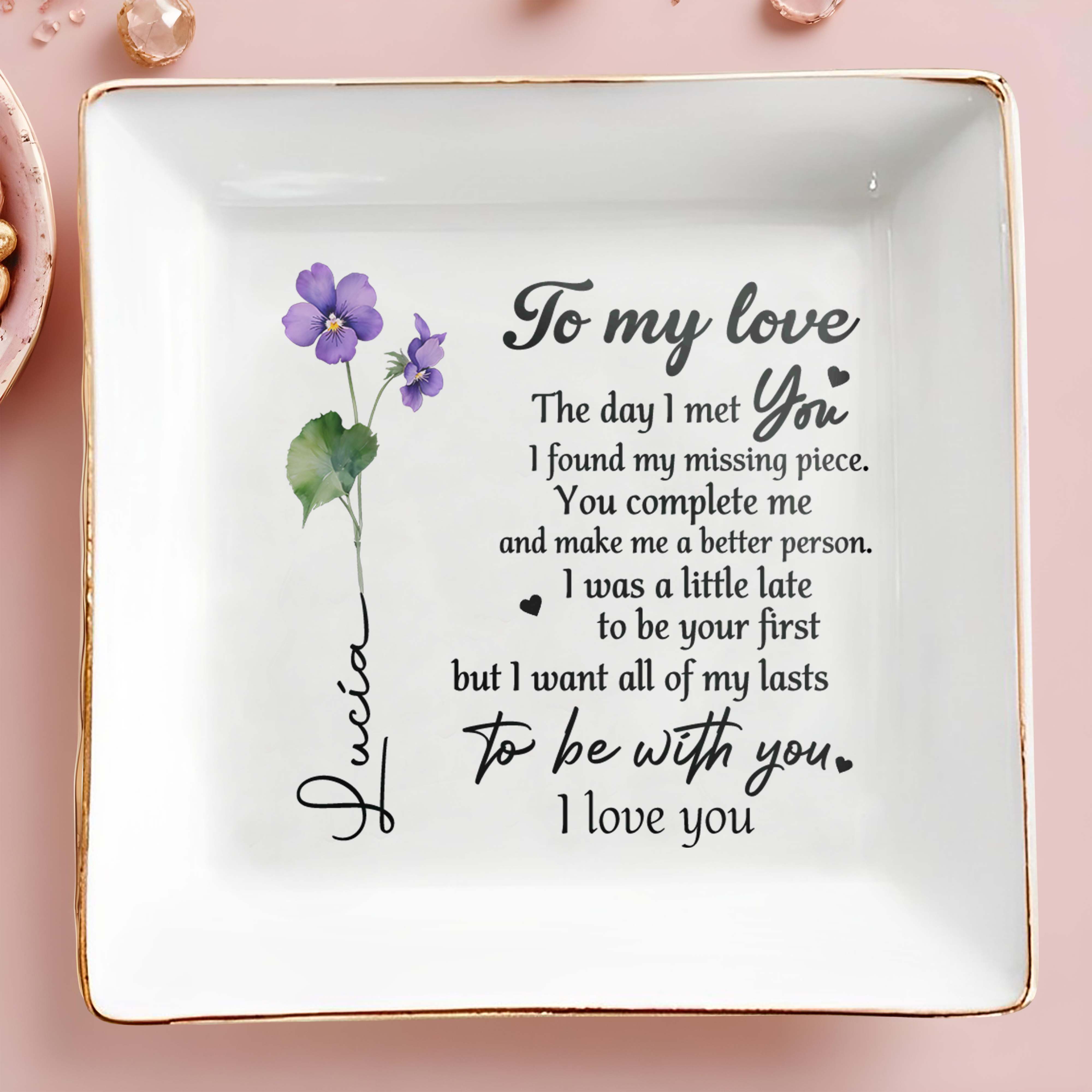 To My Love, I Found My Missing Piece Jewelry Dish - Personalized Custom Jewelry Dish - CPL021_SCRD