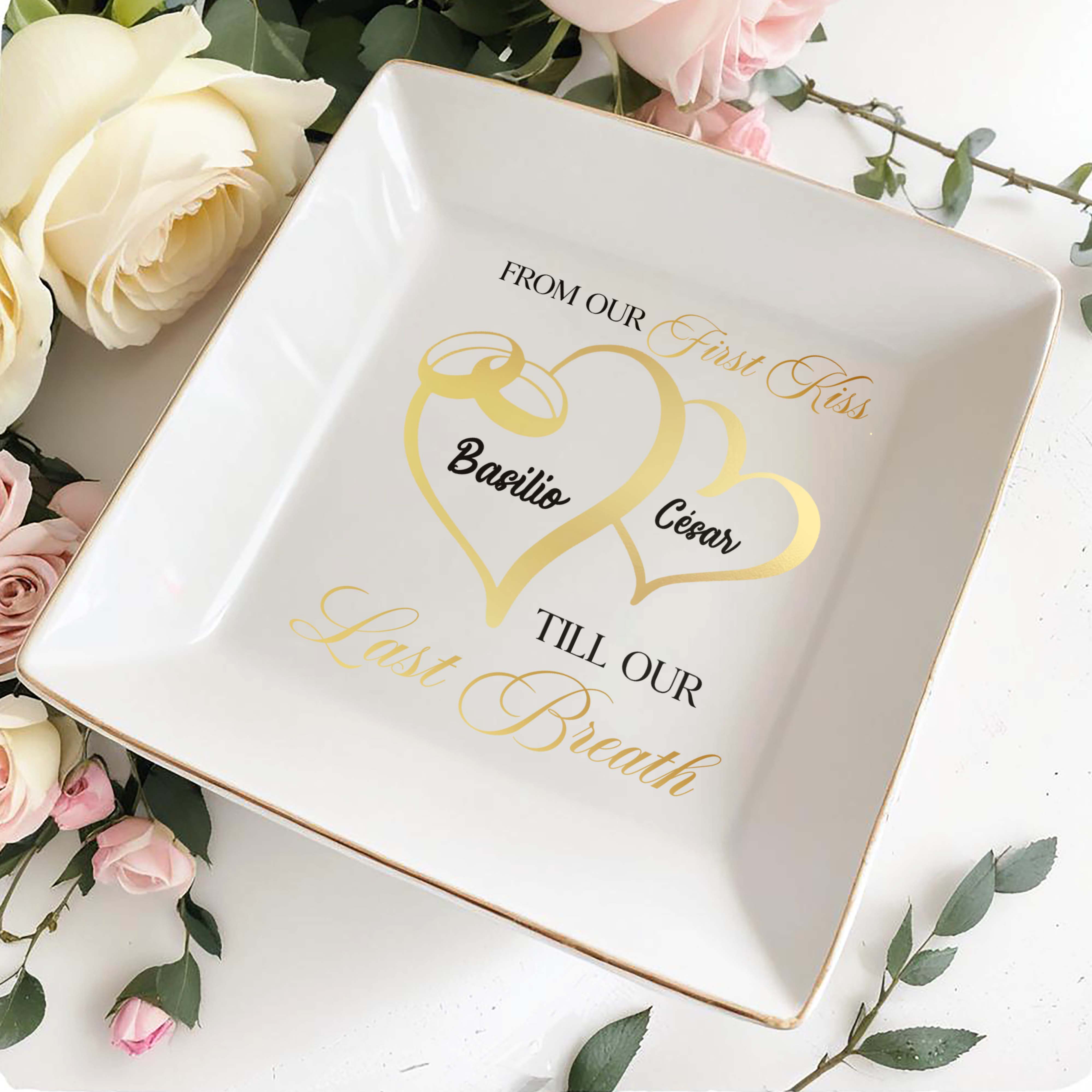 From Our First Kiss Till Our Last Breath Jewelry Dish - Personalized Custom Jewelry Dish - CPL024_SCRD