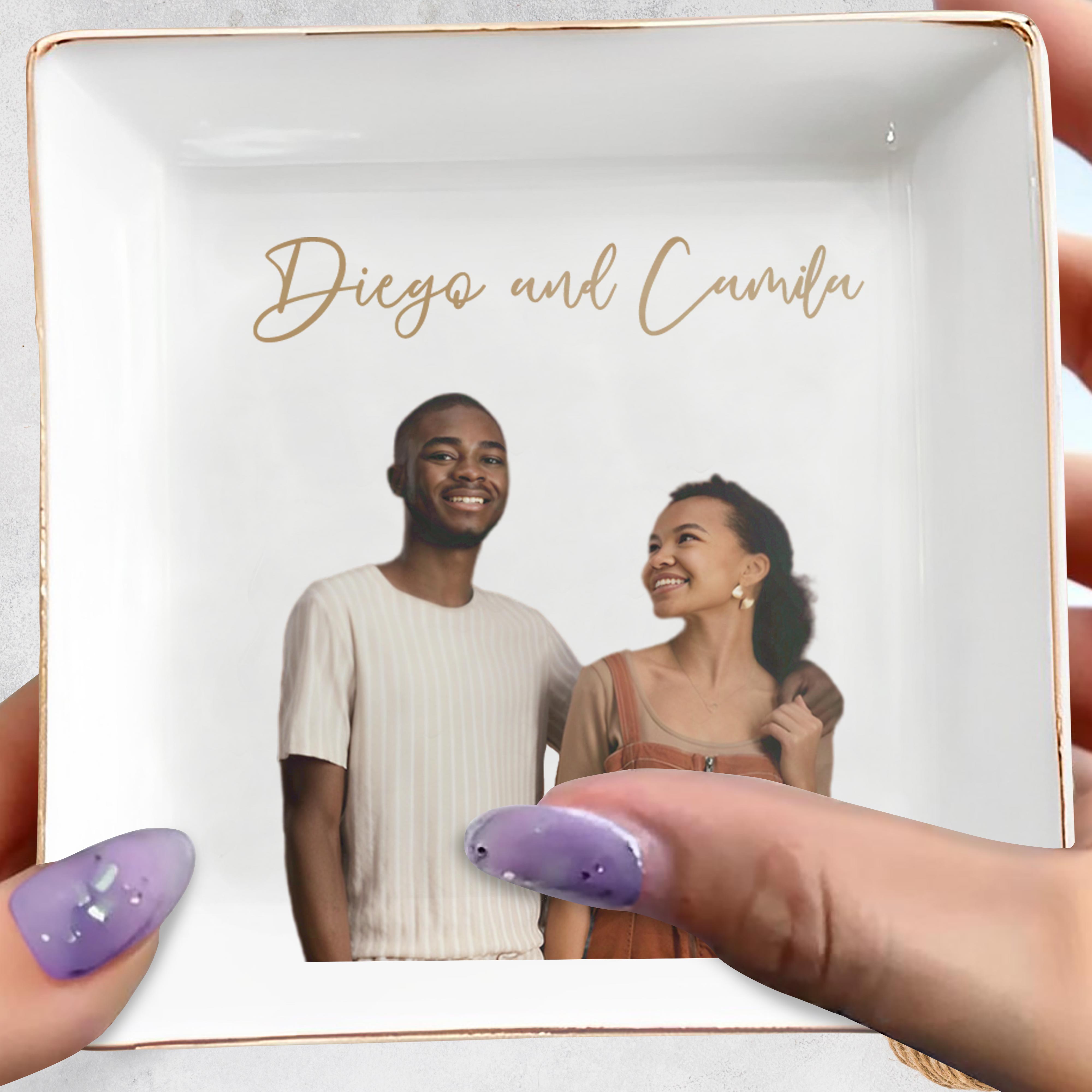 Create A Special Moment With Personalized Names - Personalized Custom Jewelry Dish - CPL030_SCRD