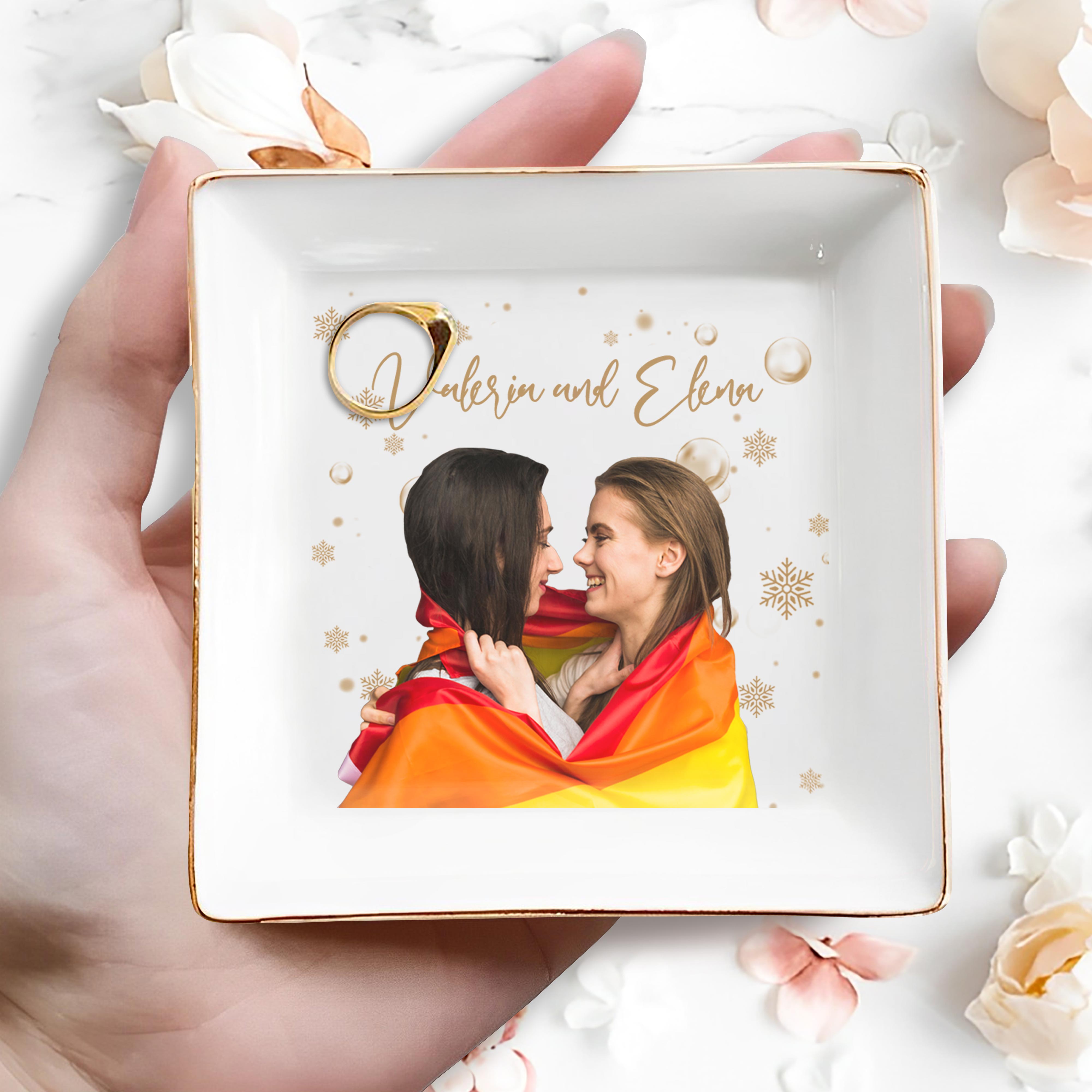 Forever And Always Snowflake Custom Jewelry Dish - Personalized Custom Jewelry Dish - CPL033_SCRD