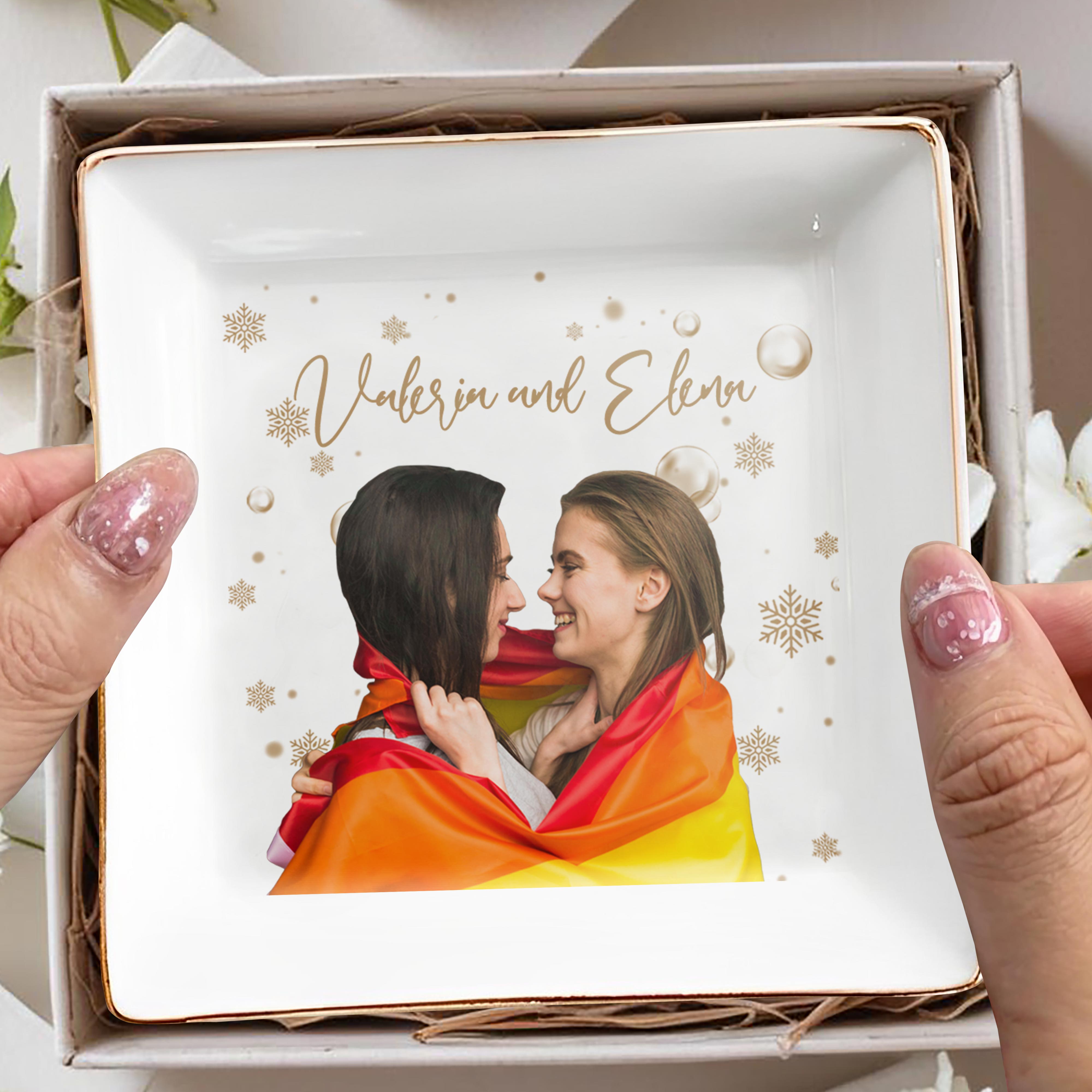 Forever And Always Snowflake Custom Jewelry Dish - Personalized Custom Jewelry Dish - CPL033_SCRD