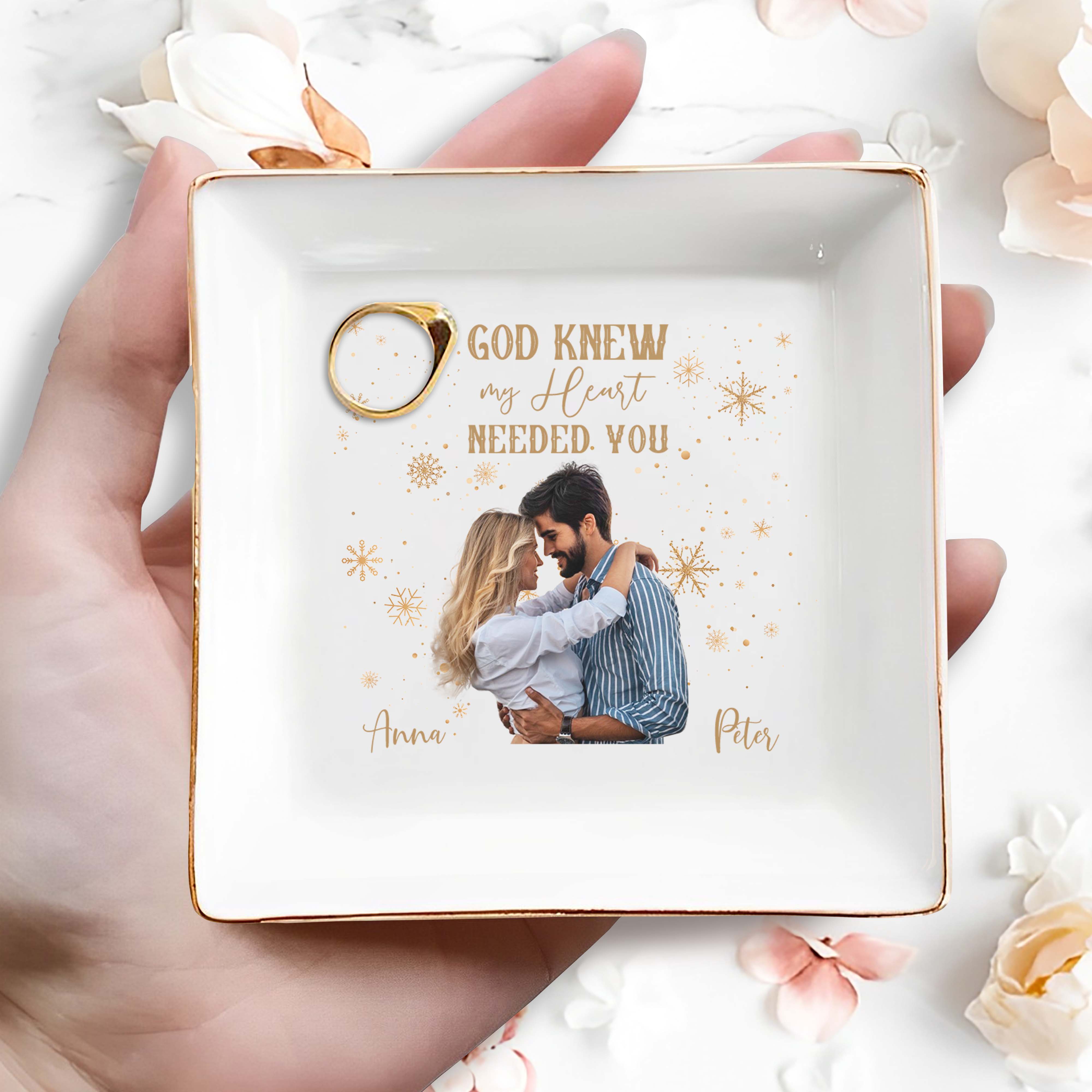 God Knew My Heart Needed You Custom Couple Dish - Personalized Custom Jewelry Dish - CPL034_SCRD