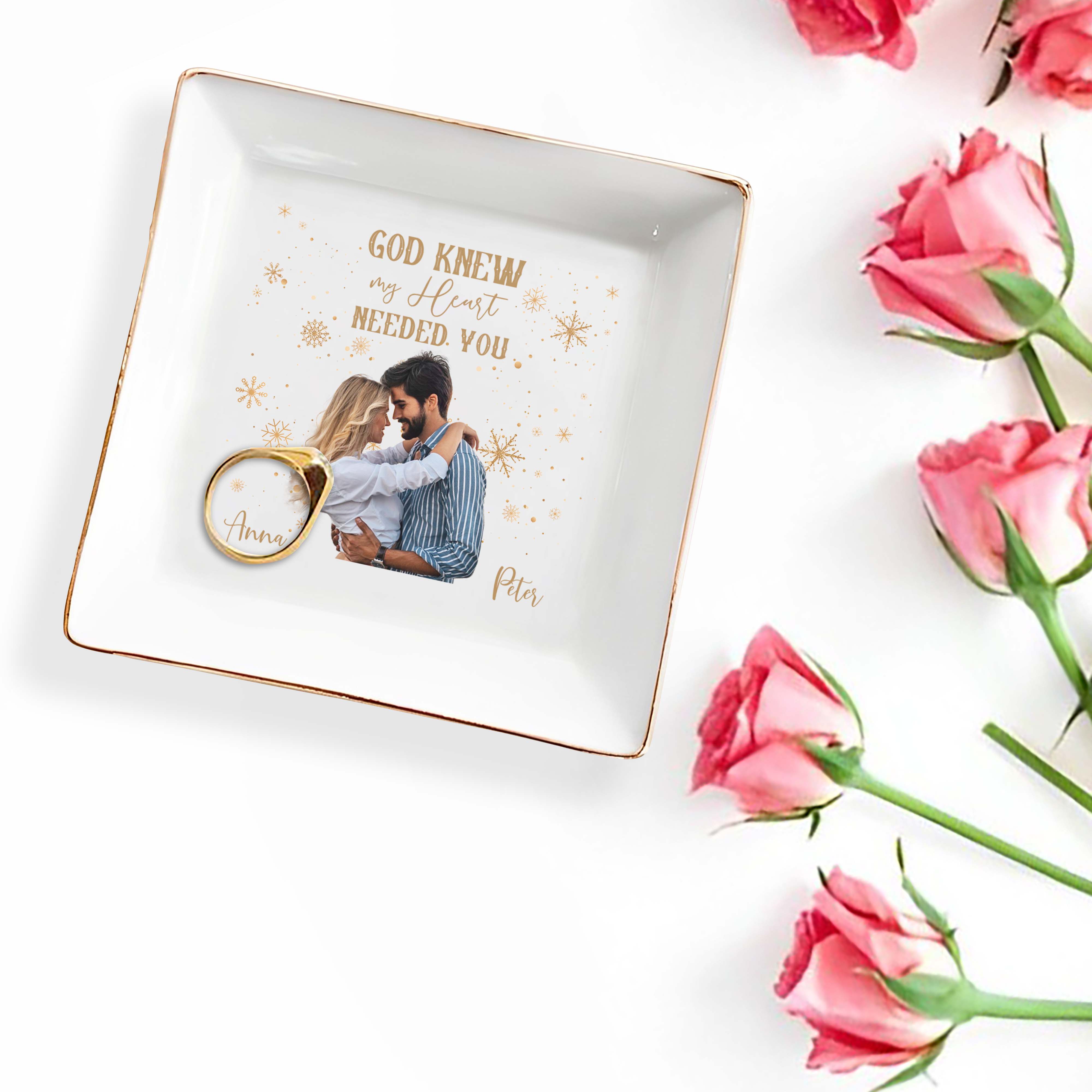 God Knew My Heart Needed You Custom Couple Dish - Personalized Custom Jewelry Dish - CPL034_SCRD