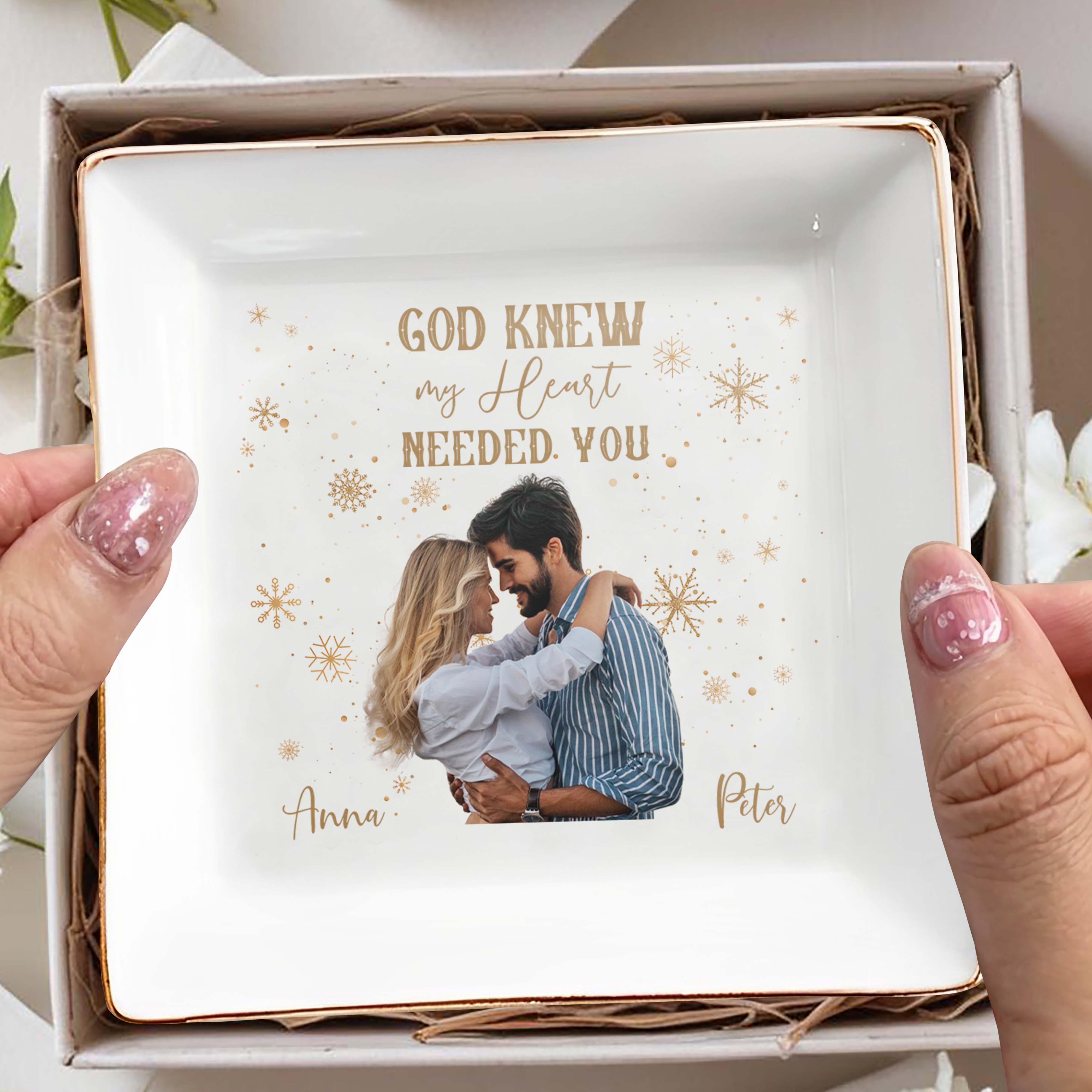 God Knew My Heart Needed You Custom Couple Dish - Personalized Custom Jewelry Dish - CPL034_SCRD