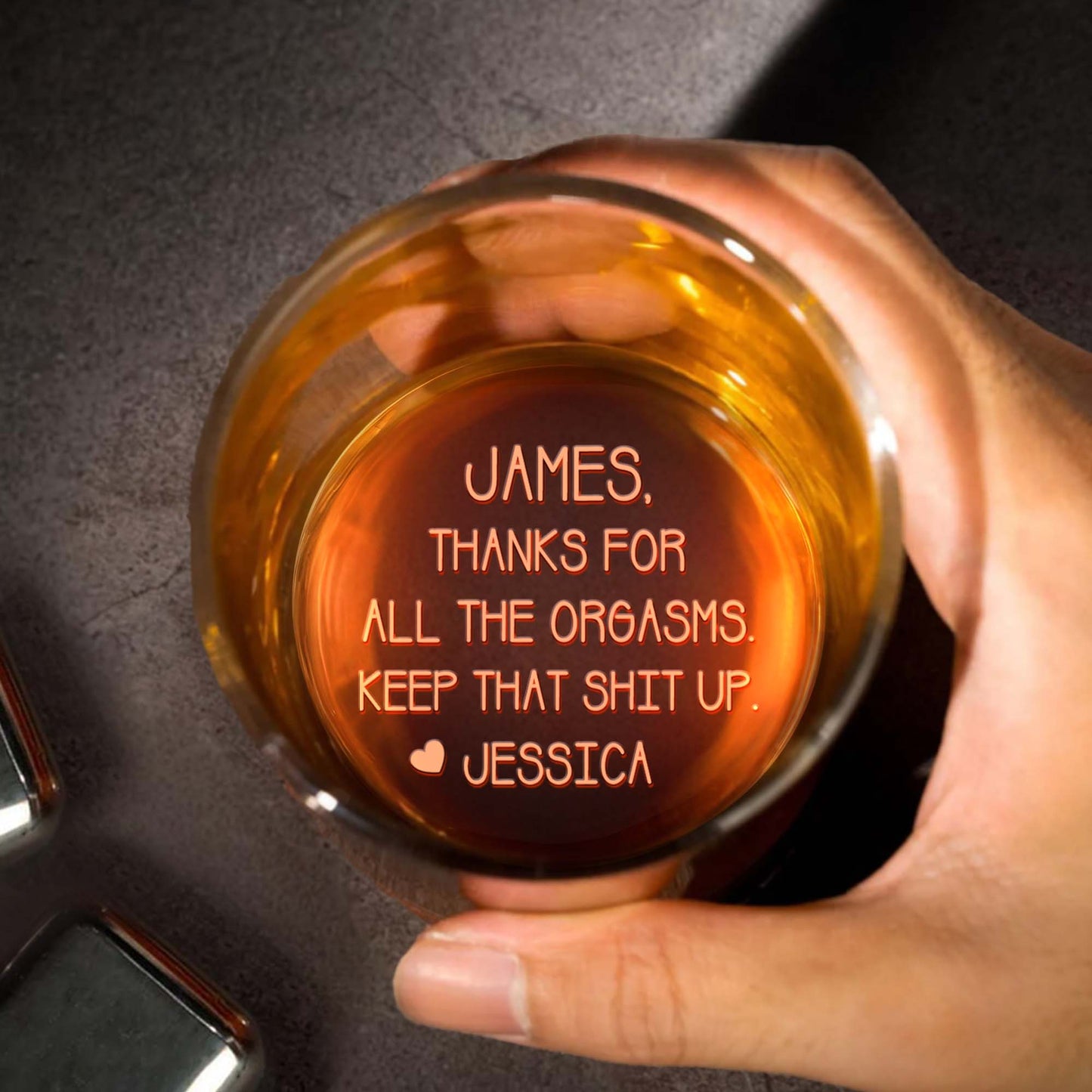 Thanks For All The Good Times Keep That Spirit Up Heart - Personalized Engraved Whiskey Glass - CPL040_EWG