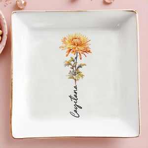 Beautiful Custom Floral Jewelry Dish - Personalized Custom Jewelry Dish - CPL040_SCRD