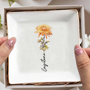 Beautiful Custom Floral Jewelry Dish - Personalized Custom Jewelry Dish - CPL040_SCRD
