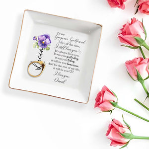 To My Gorgeous Girlfriend Eternal Love Pansy Flower Dish - Personalized Custom Jewelry Dish - CPL044_SCRD
