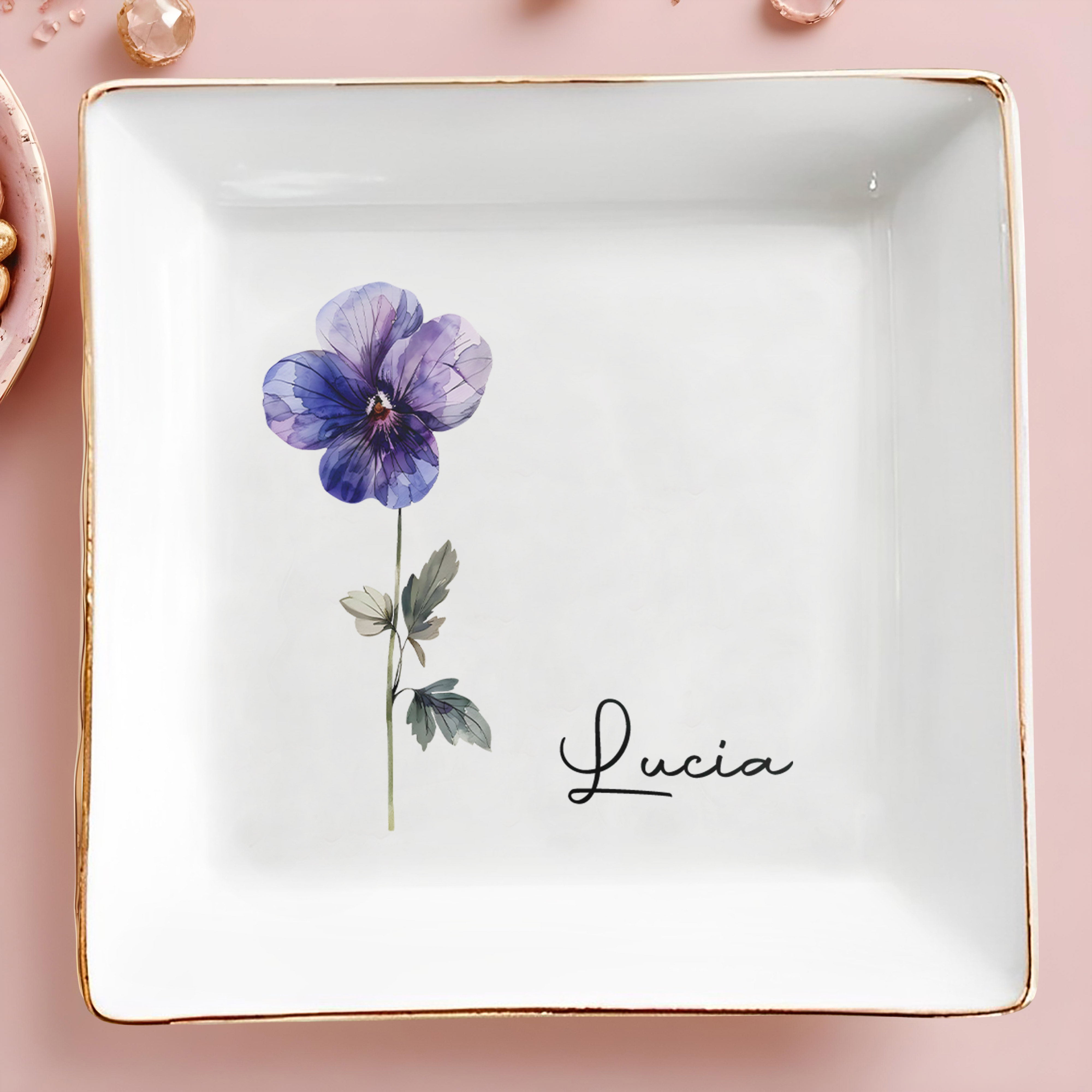 Elegant Floral Design Jewelry Dish - Personalized Custom Jewelry Dish - CPL053_SCRD