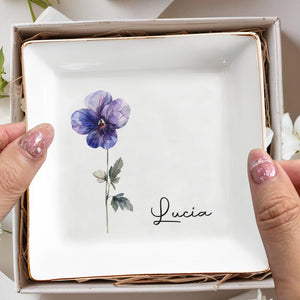 Elegant Floral Design Jewelry Dish - Personalized Custom Jewelry Dish - CPL053_SCRD