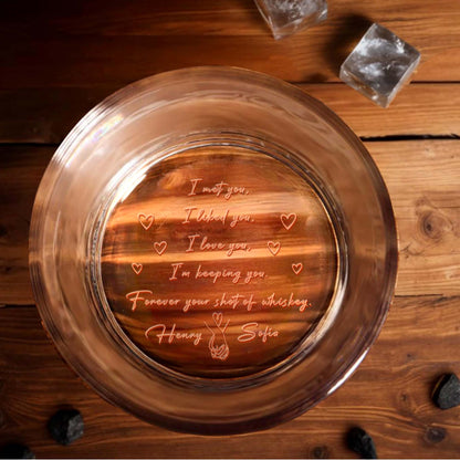 Forever Your Shot Of Whiskey Love Quote With Hearts - Personalized Engraved Whiskey Glass - CPL054_EWG