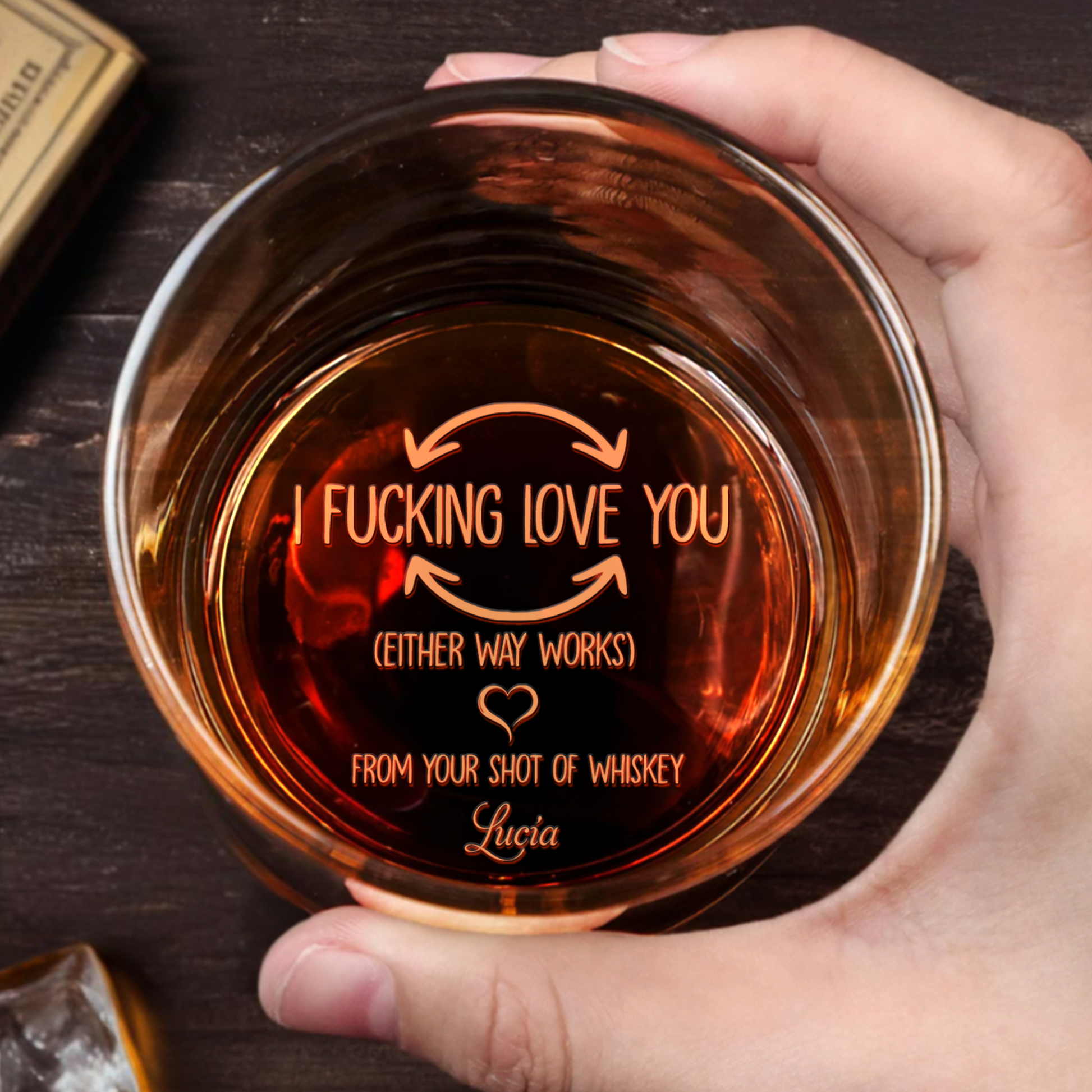 I Effing Love You Romantic Love Message With Hearts - Personalized Engraved Whiskey Glass - CPL055_EWG