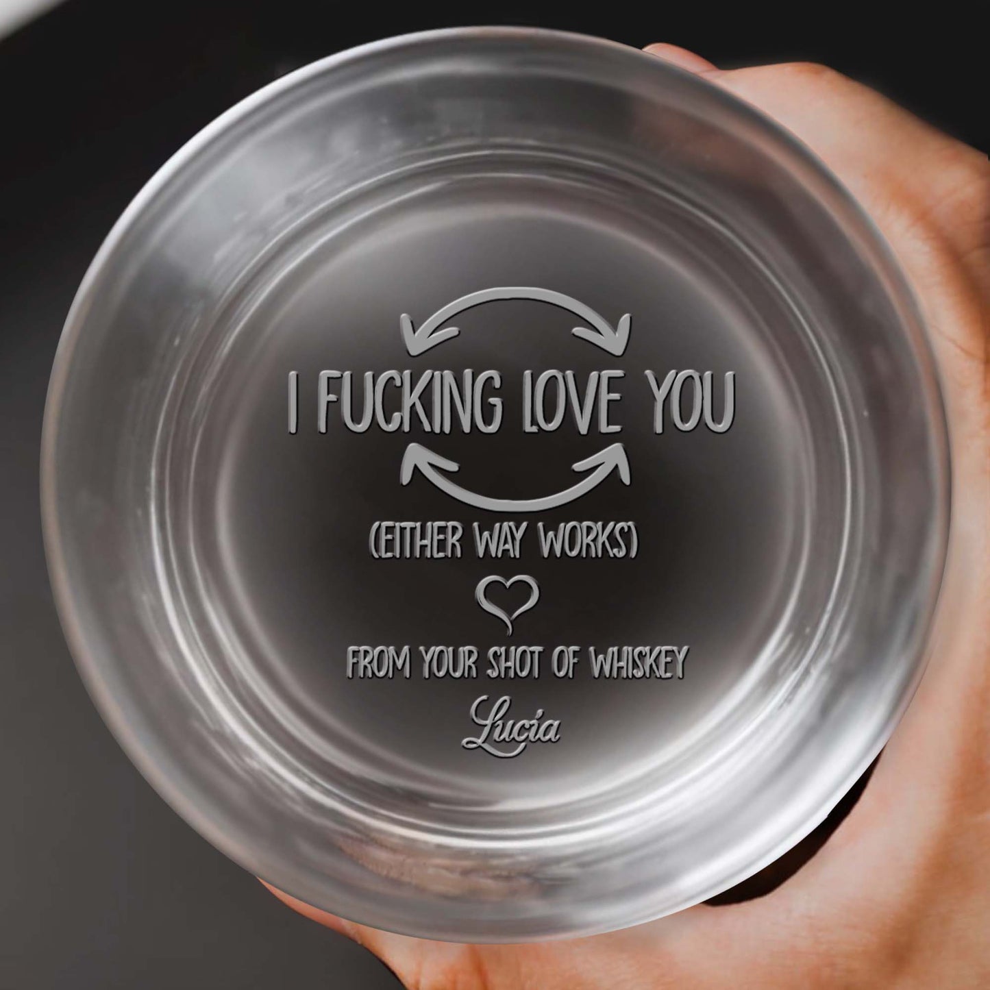 I Effing Love You Romantic Love Message With Hearts - Personalized Engraved Whiskey Glass - CPL055_EWG