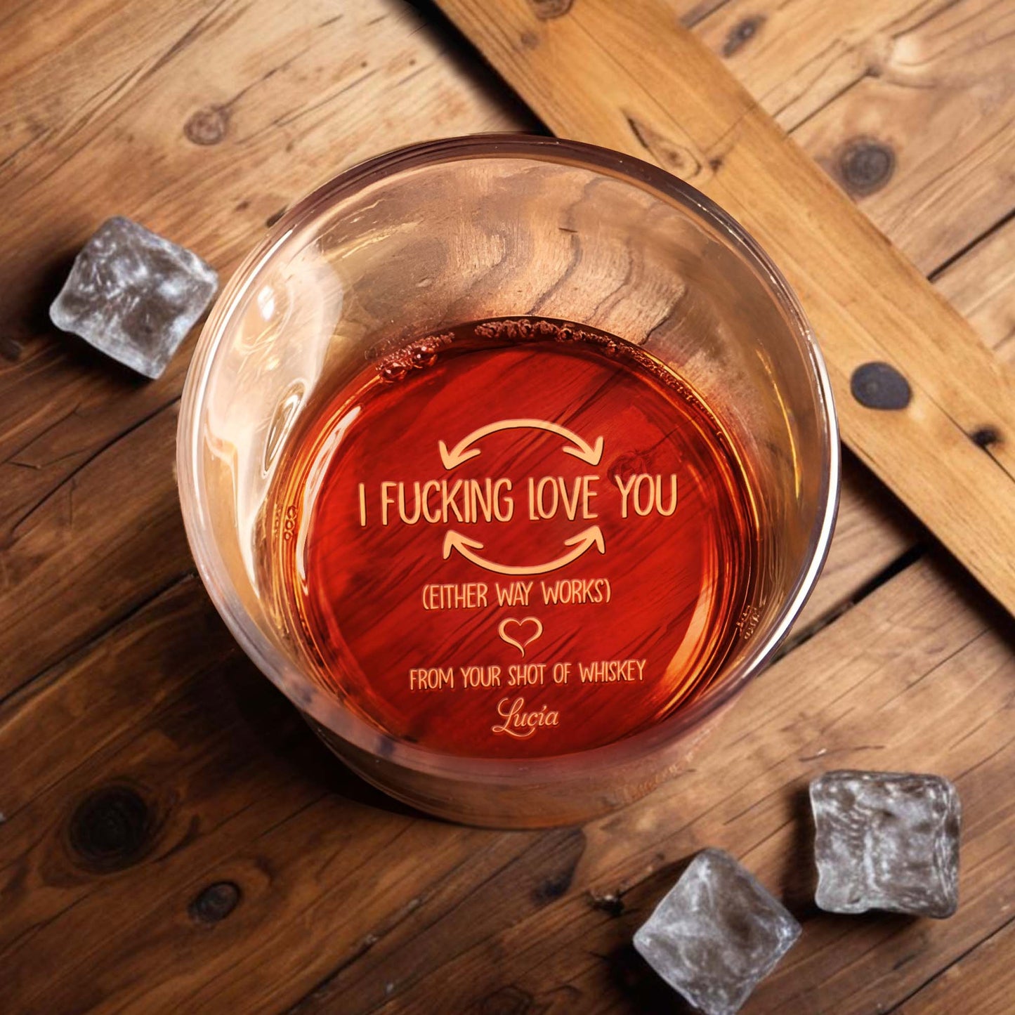 I Effing Love You Romantic Love Message With Hearts - Personalized Engraved Whiskey Glass - CPL055_EWG