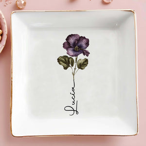 Blossom With Grace Elegant Flower Design - Personalized Custom Jewelry Dish - CPL058_SCRD