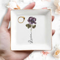 Blossom With Grace Elegant Flower Design - Personalized Custom Jewelry Dish - CPL058_SCRD