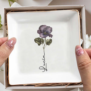 Blossom With Grace Elegant Flower Design - Personalized Custom Jewelry Dish - CPL058_SCRD