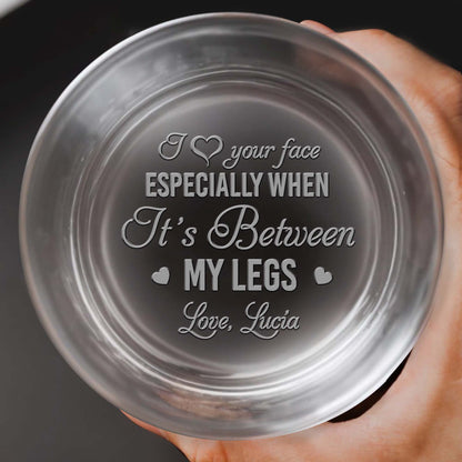 I Love Your Face Engraved Gift With Hearts - Personalized Engraved Whiskey Glass - CPL063_EWG