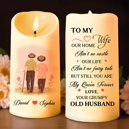 Romantic Queen Forever Message Candle For Wife - Personalized Custom LED Candle - CPL085_LECA