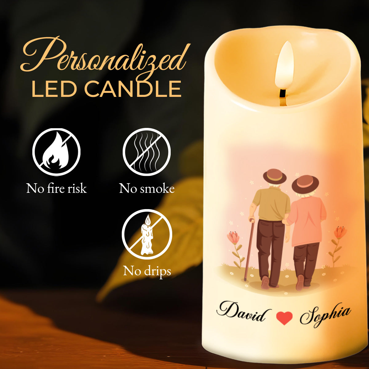 Romantic Queen Forever Message Candle For Wife - Personalized Custom LED Candle - CPL085_LECA