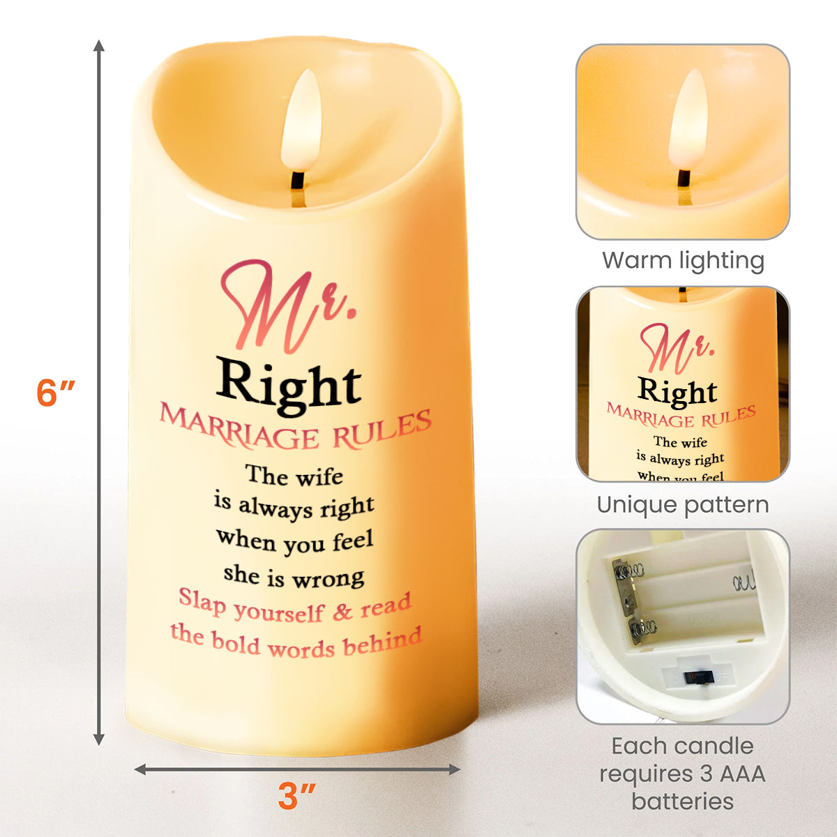Marriage Special Person Annoy Lifetime Flowers Heart Design - Personalized Custom LED Candle - CPL088_LECA