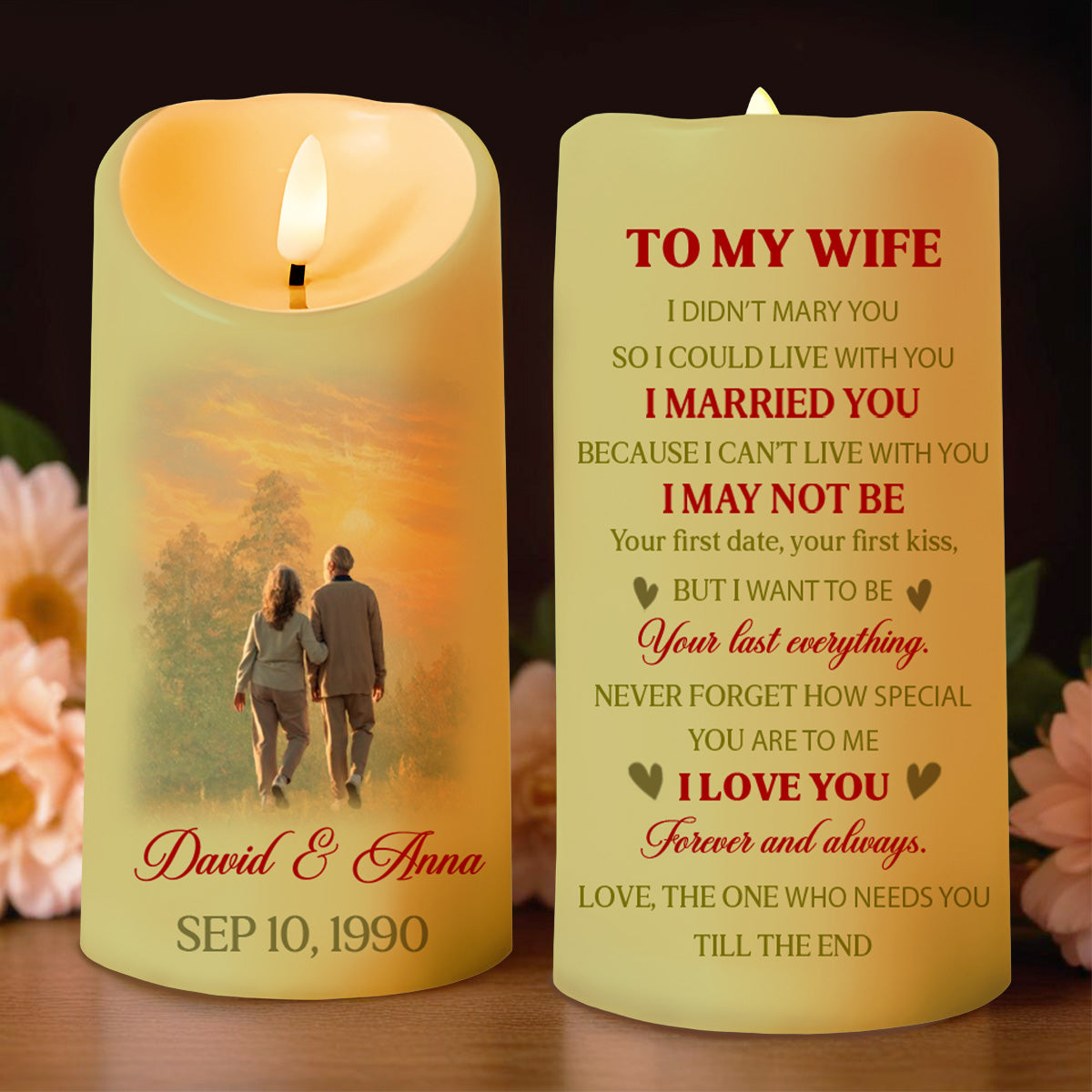 Love You Forever Romantic Message Candle - Personalized Custom LED Candle - CPL090_LECA