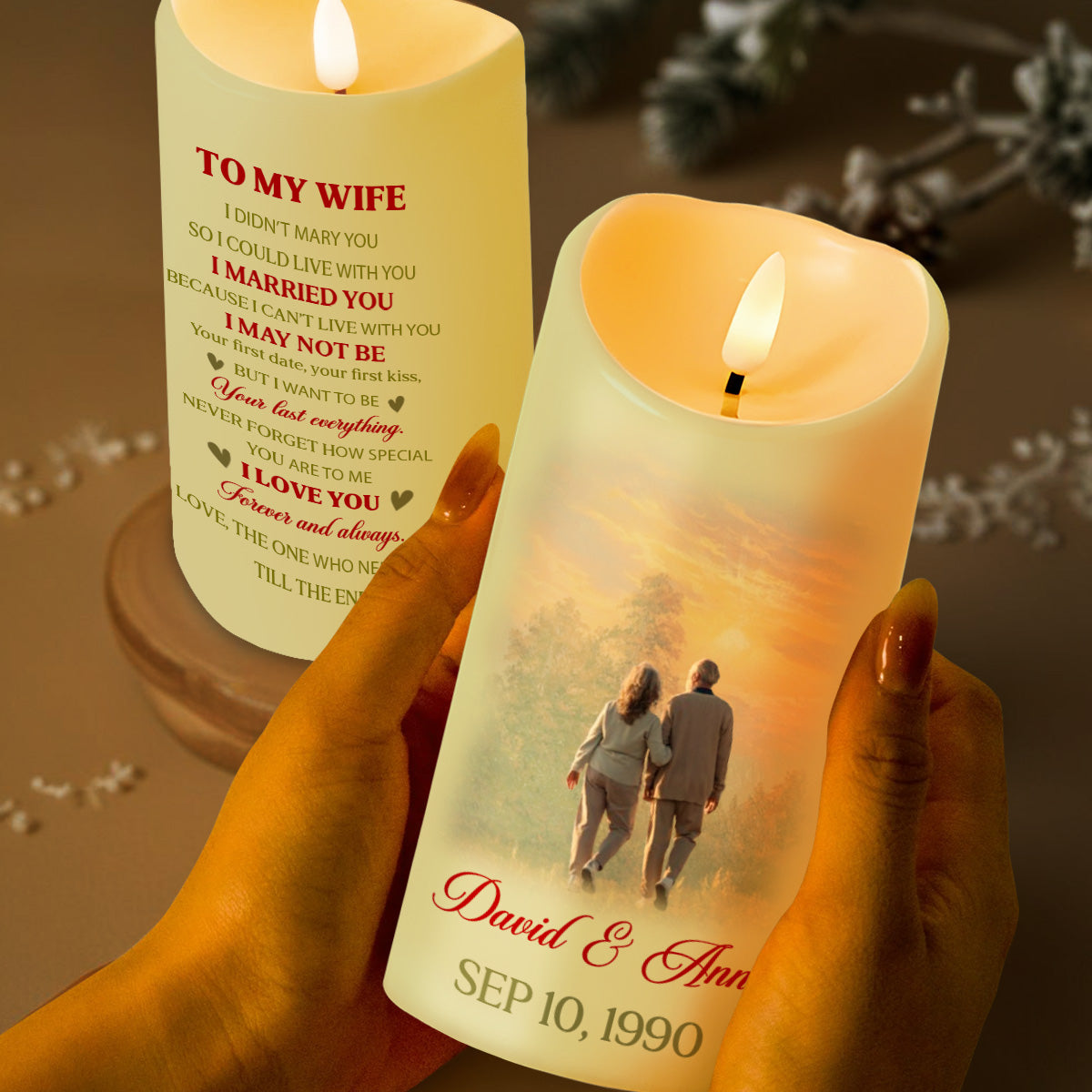 Love You Forever Romantic Message Candle - Personalized Custom LED Candle - CPL090_LECA