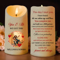 You & Me Forever Romantic Heart and Flowers - Personalized Custom LED Candle - CPL092_LECA