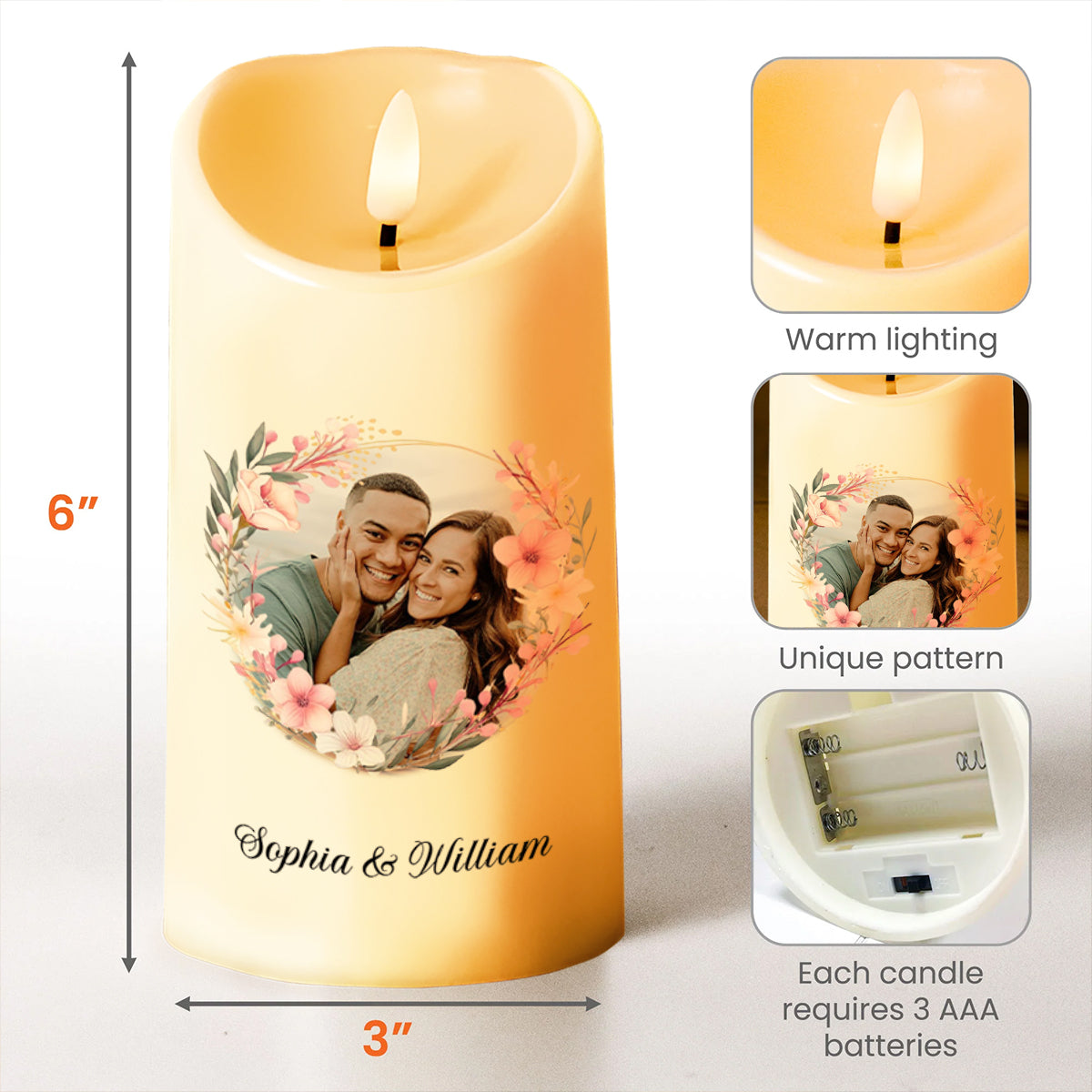 Love Made Us Forever Together Floral Couple Design - Personalized Custom LED Candle - CPL093_LECA