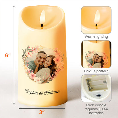 Love Made Us Forever Together Floral Couple Design - Personalized Custom LED Candle - CPL093_LECA